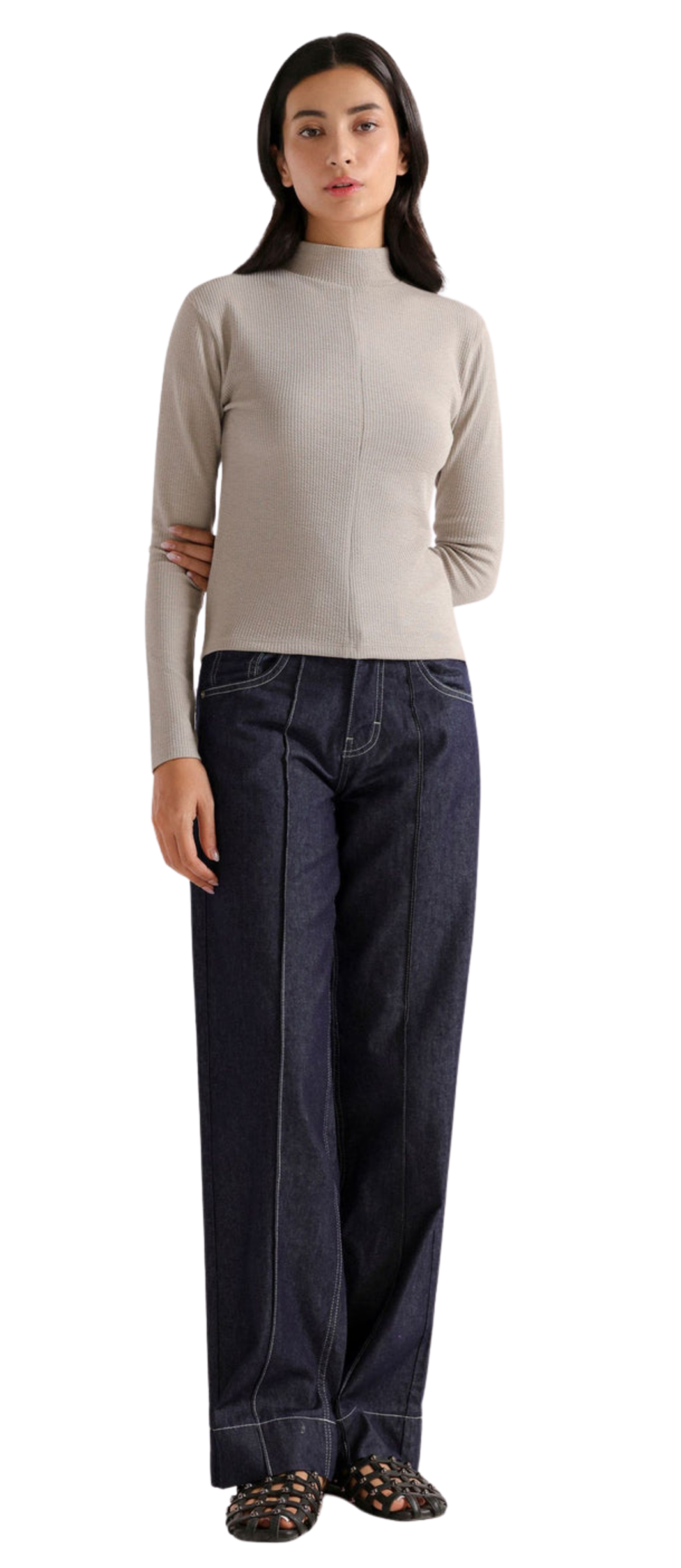 tylish women's wide leg and straight fit denim pants collection.